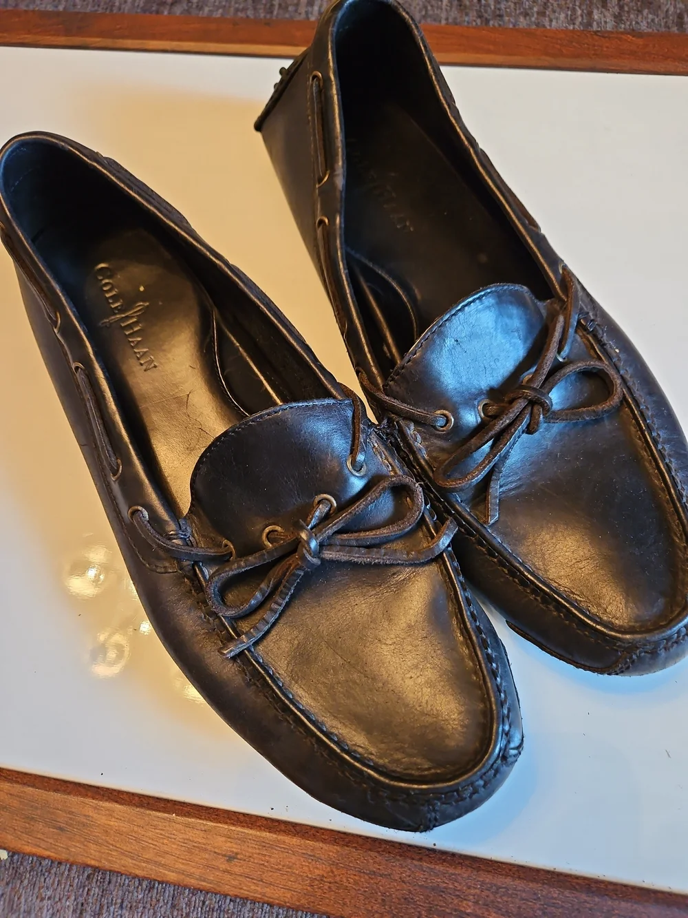 Cole Haan Size 10.5 D Men's Black Leather Driving Moccasins